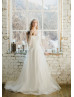 Two Piece Long Sleeve Ivory Lace Tulle Wedding Dress